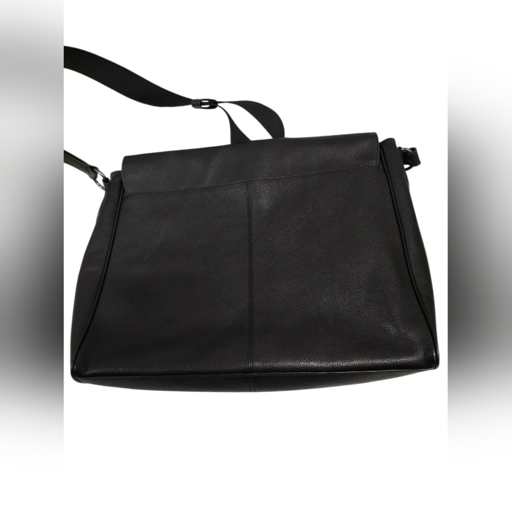COACH Houston Map Bag Messenger Front Flap Black Pebbled‎ Leather Crossbody Bag - Picture 3 of 14